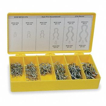 ITW BEE LEITZKE Hairpin Clip Asst Zinc 276 Pcs 9 Sizes, 2MVP2