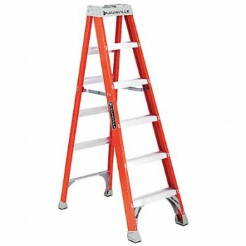 LOUISVILLE Stepladder Fiberglass 6 ft H 300 lb Cap, 1CMP7