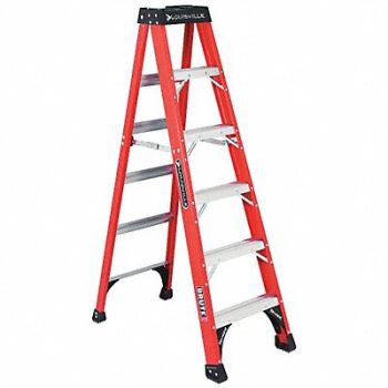LOUISVILLE Stepladder Fiberglass 6 ft H 375 lb Cap, 1CMR4