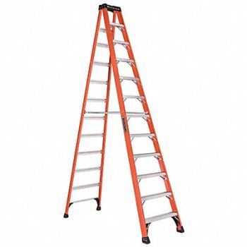 LOUISVILLE Stepladder Fiberglass 12 ft H 375 lb Cap, 1CMR7