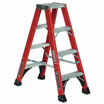 LOUISVILLE Twin Stepladder Fbrgls IAA 4ft FM1400HD, 1CMT6