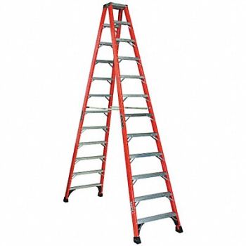 LOUISVILLE Twin Stepladder Fbrgls IAA 12ft FM1400HD, 1CMU1