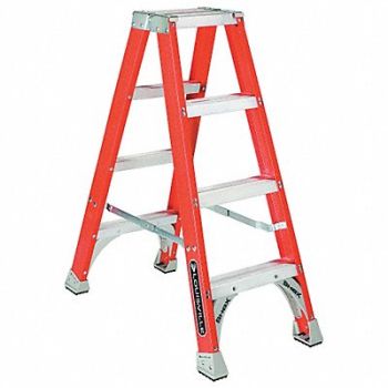 LOUISVILLE Twin Stepladder Fiberglass IA 4ft FM1500, 1CMU4