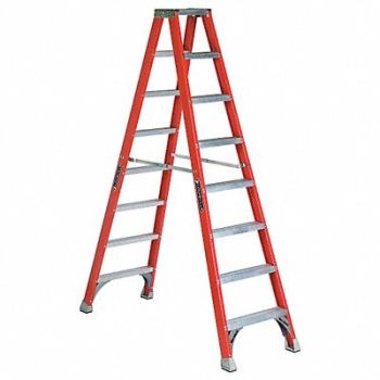 LOUISVILLE Twin Stepladder Fiberglass IA 8ft FM1500, 1CMU6