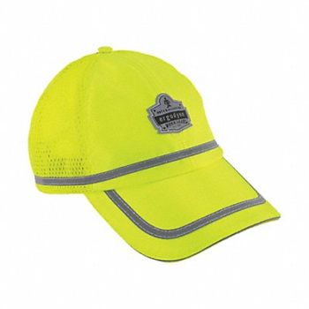 GLOWEAR BY ERGODYNE J0289 Baseball Hat Hi-Vis Lime Universal, 1CXK6