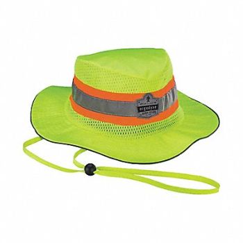 GLOWEAR BY ERGODYNE Ranger Hat Hi-Vis Lime S/M, 1CXK9