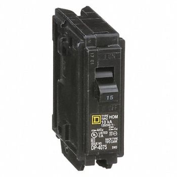 SQUARE D Circuit Breaker 15A Plug In 120V 1P, 1D340