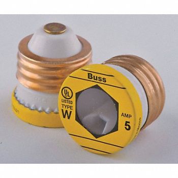 BUSSMANN Plug Fuse W Series 5A PK4, 1DC12