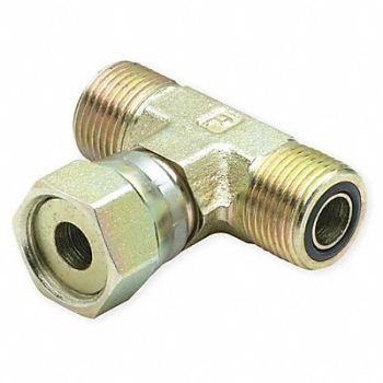 PARKER Swvl Nut Branch Tee Zinc Stl ORFS 1/2In, 1DCC6