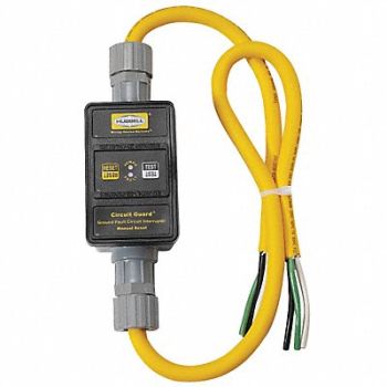 HUBBELL WIRING DEVICE-KELLEMS Line Cord GFCI 2ft 30A Yel 240V, 1DJG9