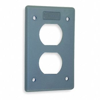 HUBBELL Duplex Wall Plate 1 Gang Gray, 1DJL5
