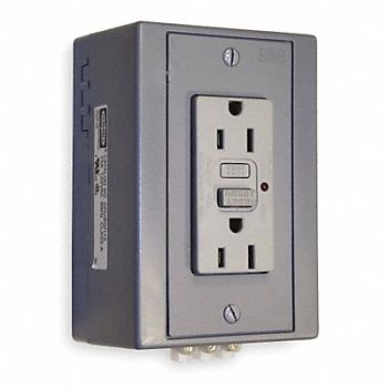 HUBBELL GFCI Receptacle 15A 125VAC 5-15R Gray, 1DNV5