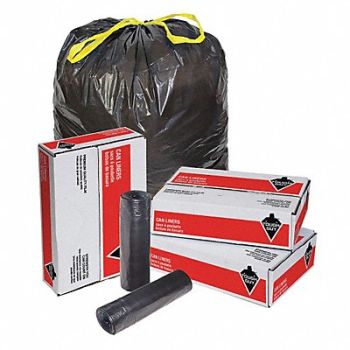 TOUGH GUY Trash Bag 40 to 45 gal Black PK100, 1DZE7