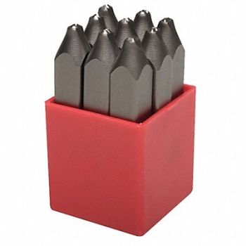 GRAINGER APPROVED Number Set 1/4 in H Steel, 1EC15