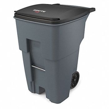 RUBBERMAID COMMERCIAL PRODUCTS Trash Can 95 gal Gray Plastic, 1EC48