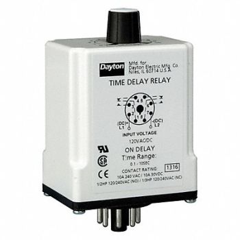 DAYTON H7808 Time Delay Relay 120VAC/DC 10A DPDT, 1EGB4