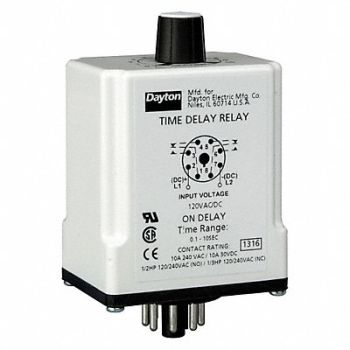 DAYTON H7815 Time Delay Relay 120VAC/DC 10A DPDT, 1EGB9