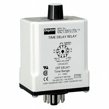 DAYTON H7825 Time Delay Relay 120VAC/DC 10A DPDT, 1EGC4