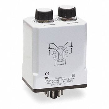DAYTON H7812 Time Delay Relay 120VAC/DC 10A DPDT, 1EGD1