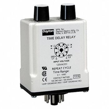 DAYTON H7817 Time Delay Relay 120VAC/DC 10A DPDT, 1EGD3