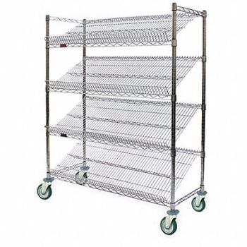 GRAINGER APPROVED Slanted Shelf Wire Cart 18 in W, 1EVG6