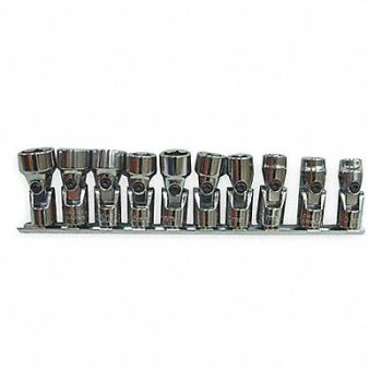 WESTWARD Socket Set 3/8 10 pcs 10-19 mm 6 Point, 1EZR9