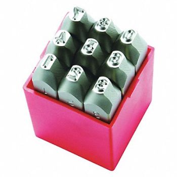 GRAINGER APPROVED Number Set 3/32 in H Steel, 1F102