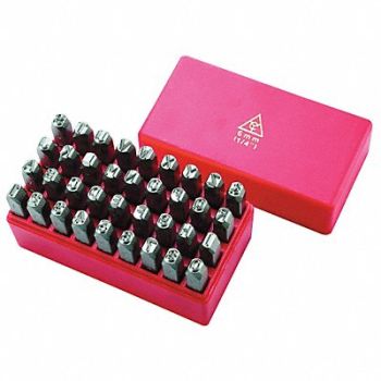 GRAINGER APPROVED Letter and Number Set 1/8 in H Steel, 1F111
