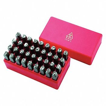 GRAINGER APPROVED Letter and Number Set 1/4 in H Steel, 1F117