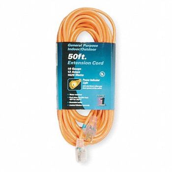 POWER FIRST Ltd Ext Crd 50ft 16Ga 13A SJTW Orange, 1FD53