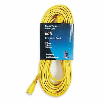 POWER FIRST Extension Cord 50ft 14Ga 15A SPT-3 Yel, 1FD61