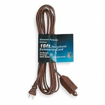 POWER FIRST Extension Cord 15ft 16Ga 13A SPT-2 Brn, 1FD71