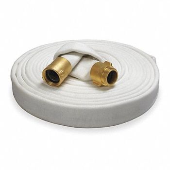 GRAINGER APPROVED Fire Hose 50 ft White Polyester, 1FEL6