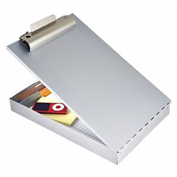 SAUNDERS Storage Clipboard Letter Sz Metal Silver, 1GEH2