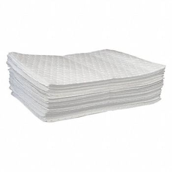 OIL-DRI Absorb Pad Oil-Based Liquids White PK100, 1HEH9