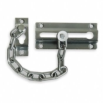 GRAINGER APPROVED Chain Door Guard Slide Bar Satin Chrome, 1HEX7