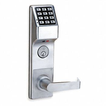 LOCDOWN Electronic Lock Brushed Chrome 12 Button, 1HWL8
