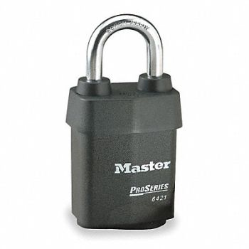 MASTER LOCK Keyed Padlock 7/8 in Rectangle Black, 1JAJ8