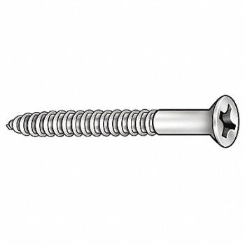 GRAINGER APPROVED Flat Hd Wood Scrw Brass #8 1.25 L PK100, 1KY90