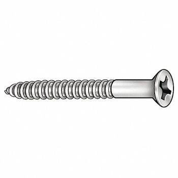 GRAINGER APPROVED Flat Hd Wood Scrw Brass #8 2.5 L PK100, 1KY94