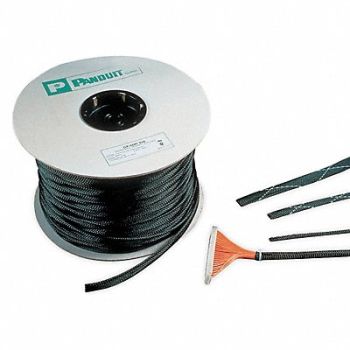 PANDUIT Braided Sleeving 0.500 in 100 ft Black, 1LLJ7