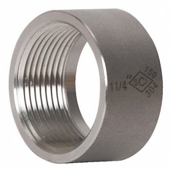 GRAINGER APPROVED Half Coupling 304 SS 1 1/4 in FNPT, 1LTJ7