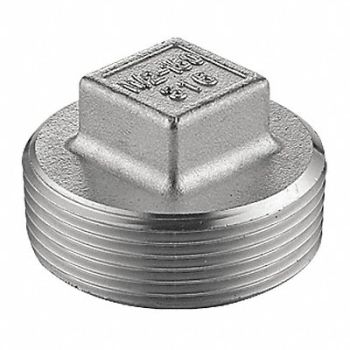 GRAINGER APPROVED Square Head Plug 316L SS 3/4 in NPT, 6JM78