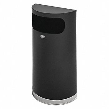 RUBBERMAID COMMERCIAL PRODUCTS Wastebasket Half Round 9 gal Black, 1LYL6