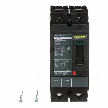 SQUARE D Circuit Breaker 20A 2P 600VAC HD, 1MAJ6