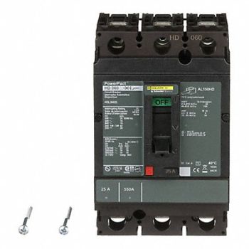SQUARE D Circuit Breaker 25A 3P 600VAC HD, 1MAU4