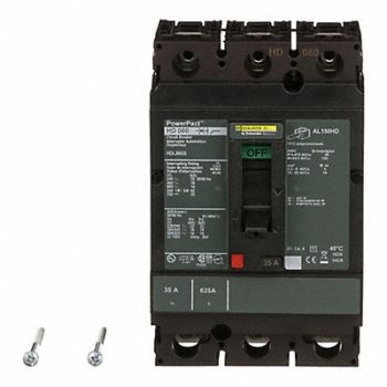SQUARE D Circuit Breaker 35A 3P 600VAC HD, 1MAU6