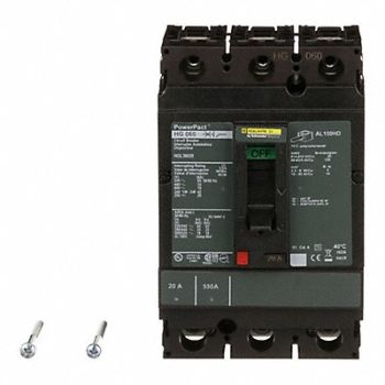 SQUARE D Circuit Breaker 20A 3P 600VAC HG, 1MAV8