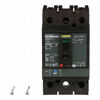 SQUARE D Circuit Breaker 225A 2P 600VAC JD, 1MAX7
