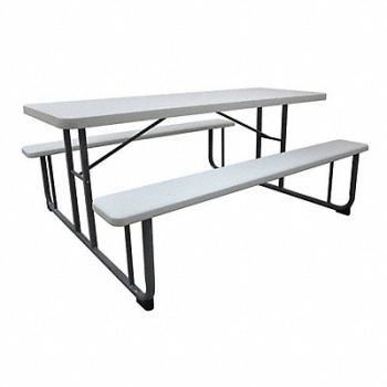 GRAINGER APPROVED Picnic Table 72 W x60 D White, 1MDU4
